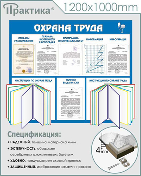 С96 Стенд охрана труда (с двумя перекидными системами) (1250х1000 мм, пластик ПВХ 3 мм, алюминиевый багет серебряного цвета) - Стенды - Стенды по охране труда - магазин "Охрана труда и Техника безопасности"